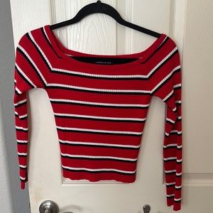 Kendall and Kylie red black white striped long sleeve shirt (size small)